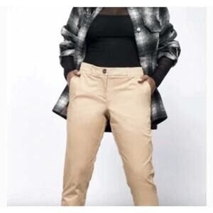 NEW Wildfang The Essential Trouser Camel Khaki Size 12 Tapered Rolled Hem NWT
